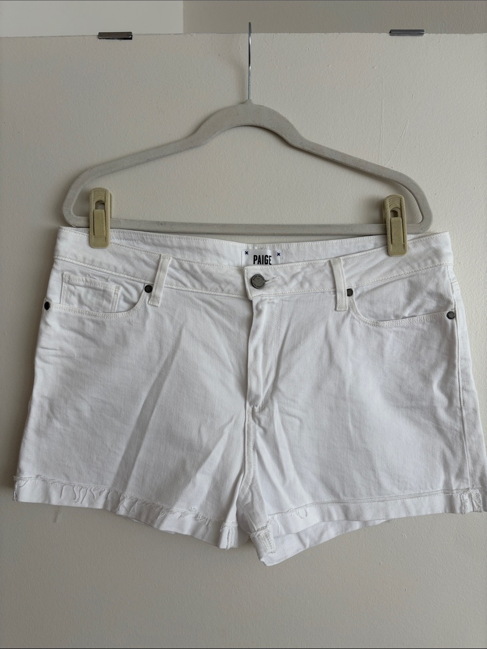 PAIGE White Denim Short Shorts